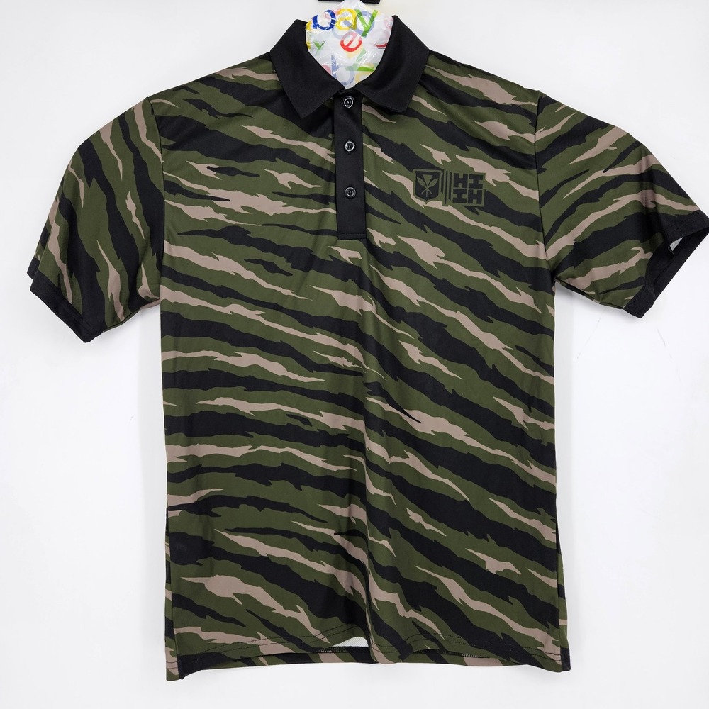 Hawaiis Finest Polo Shirt Mens Medium Short Sleeve Camouflage Performance